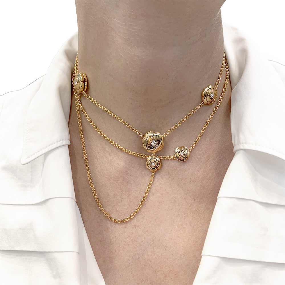 Chanel transformable necklace, “Les Infinis de Camélia”, in pink gold, diamonds.