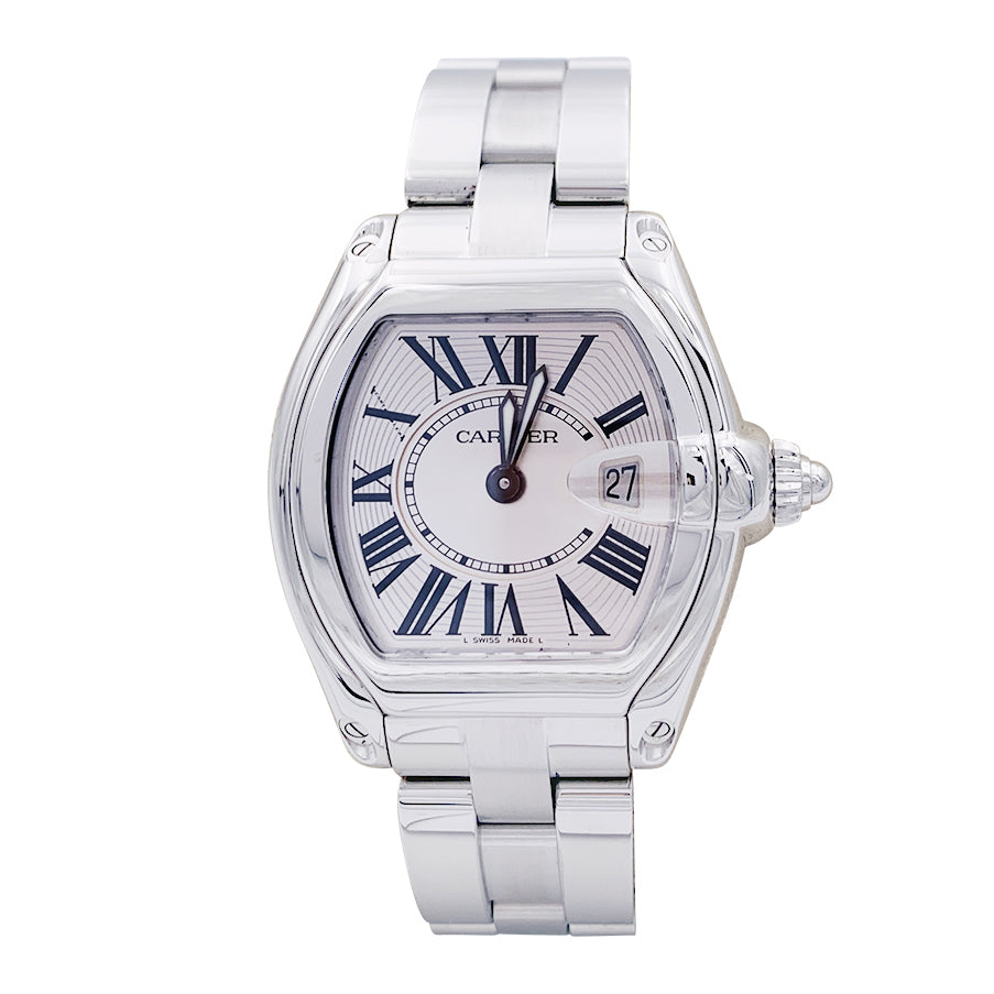 Cartier watch, "Roadster", steel on steel.