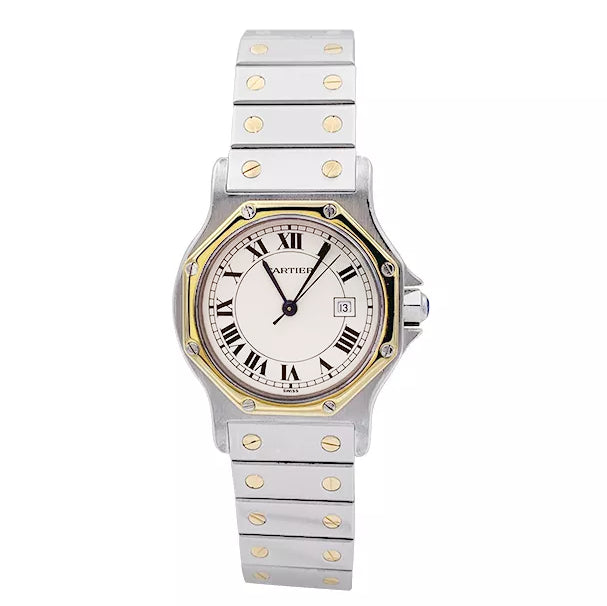 Cartier watch, "Santos Octogonale", steel and gold.