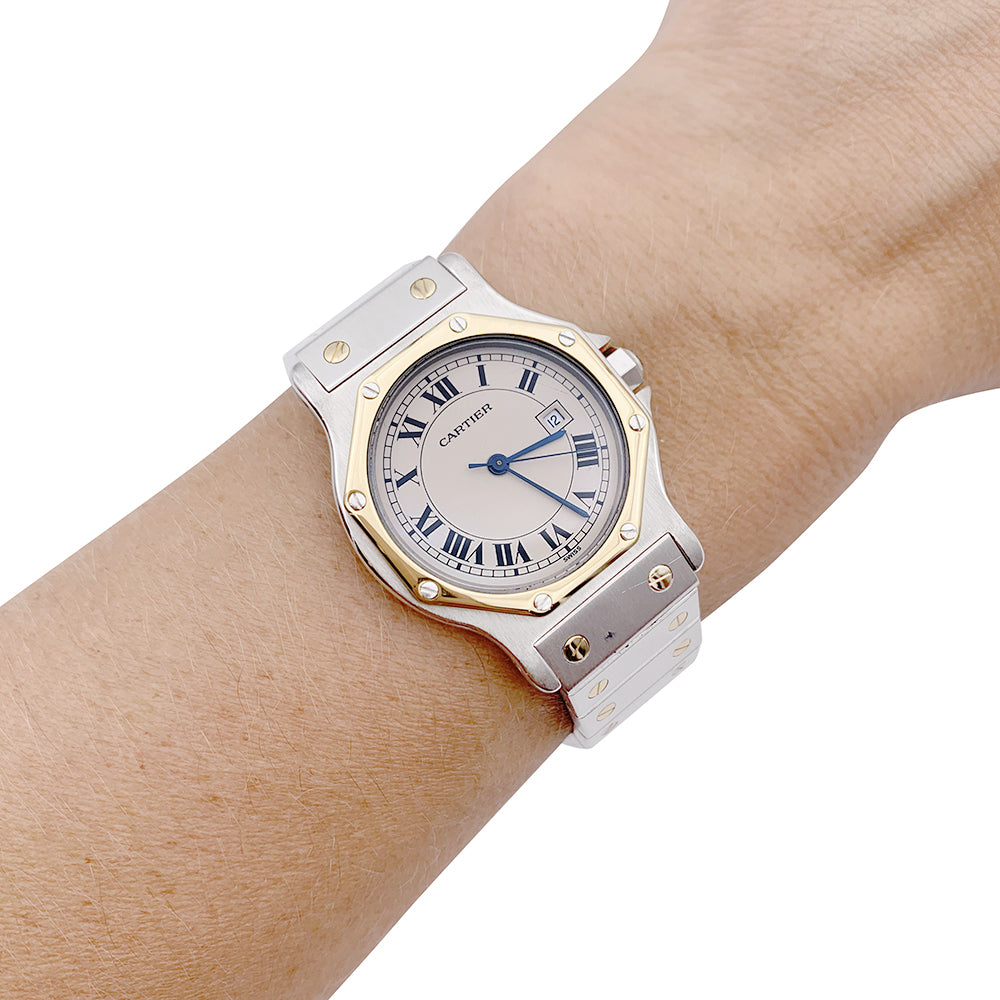 Cartier watch, "Santos Octogonale", steel and gold.