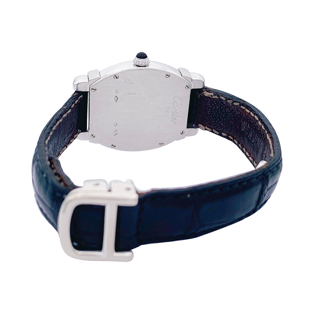 Cartier watch, "Chinese Turtle", platinum, white gold, leather.