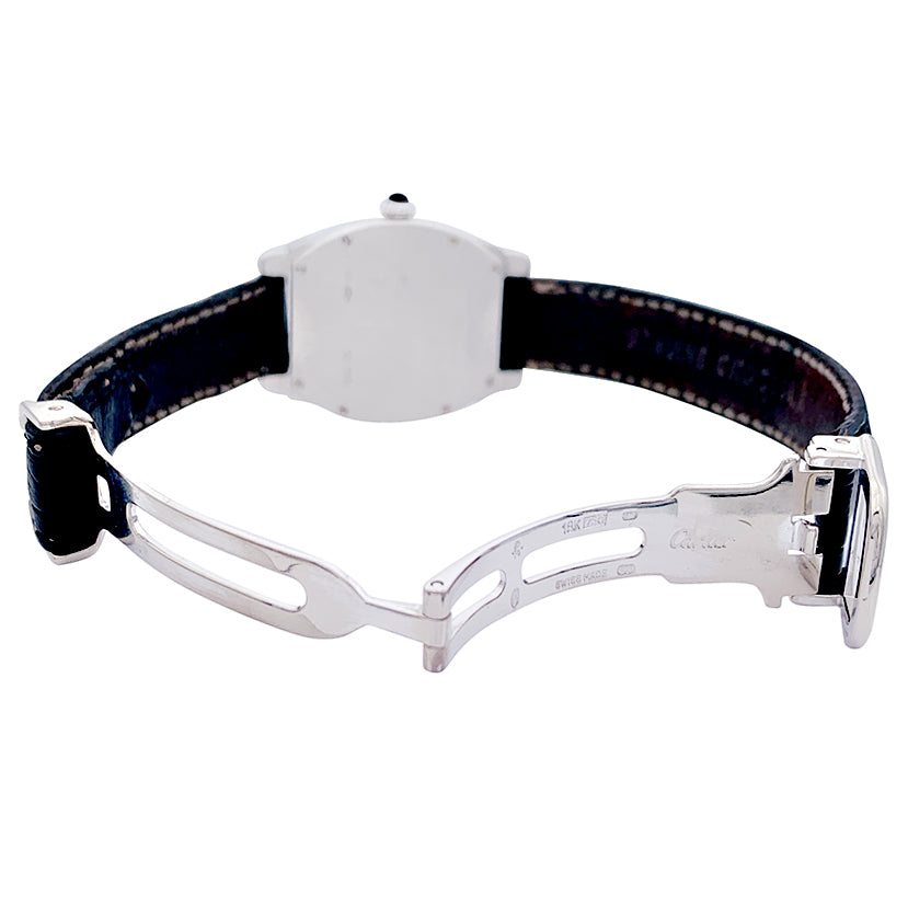 Cartier watch, "Chinese Turtle", platinum, white gold, leather.