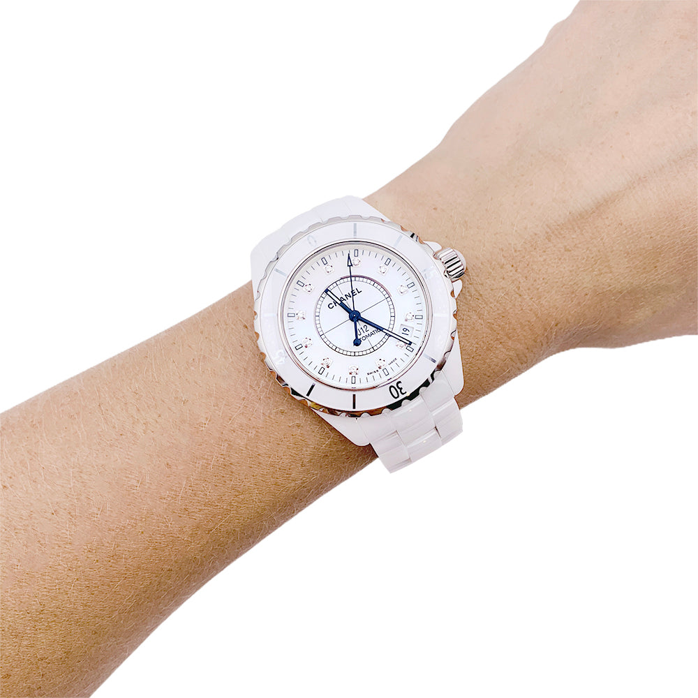 Chanel automatic watch, "J12", white ceramic.