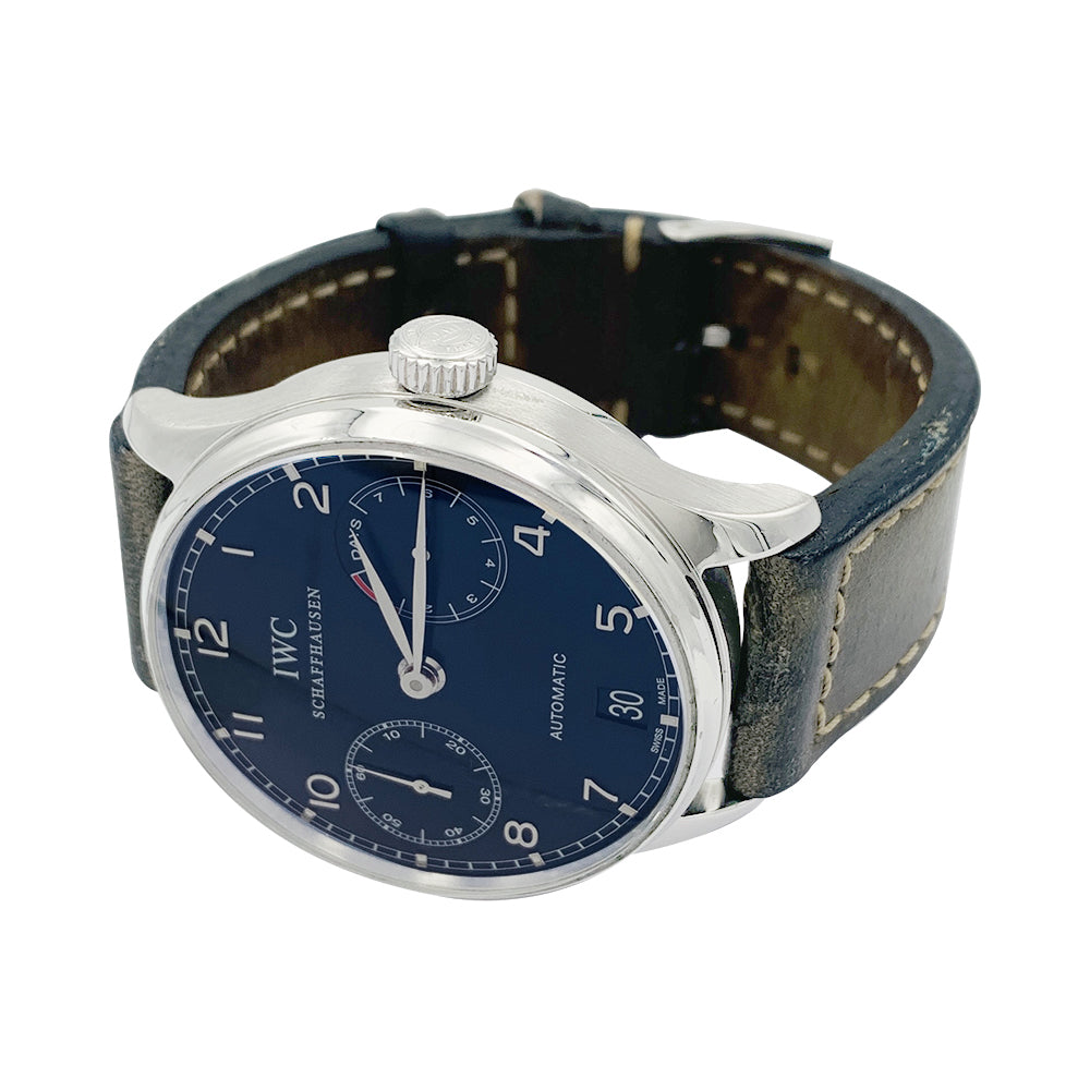 IWC watch, "Portuguese Automatic", steel, leather.