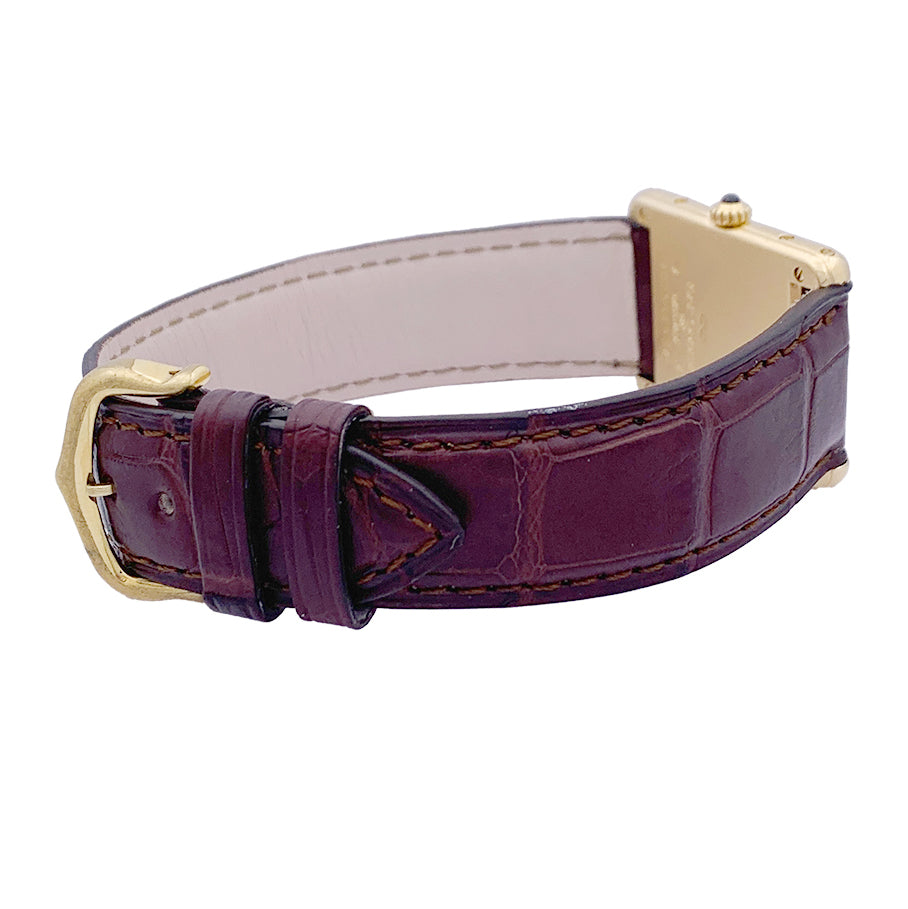 Cartier "Tank Louis Cartier" watch, yellow gold, leather.