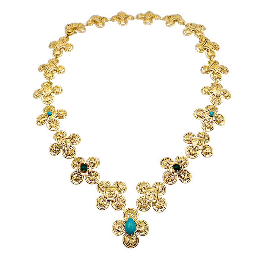 Parure M. Gérard or jaune, pierres de couleur.