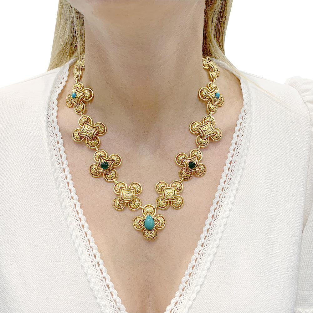 M. Gérard set in yellow gold, colored stones.