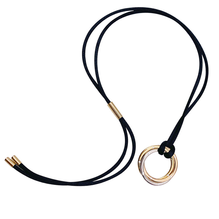 Cartier necklace, "Trinity", three golds, diamonds.