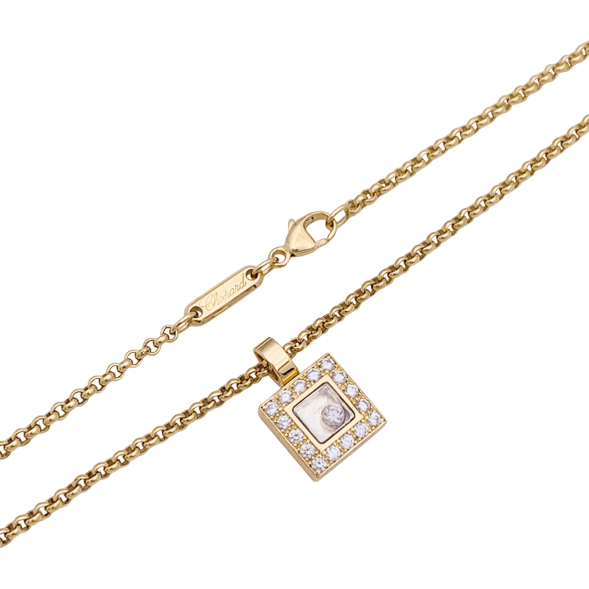 Collier Chopard, "Happy Square Diamond", or jaune, diamants. - Maison Eloe