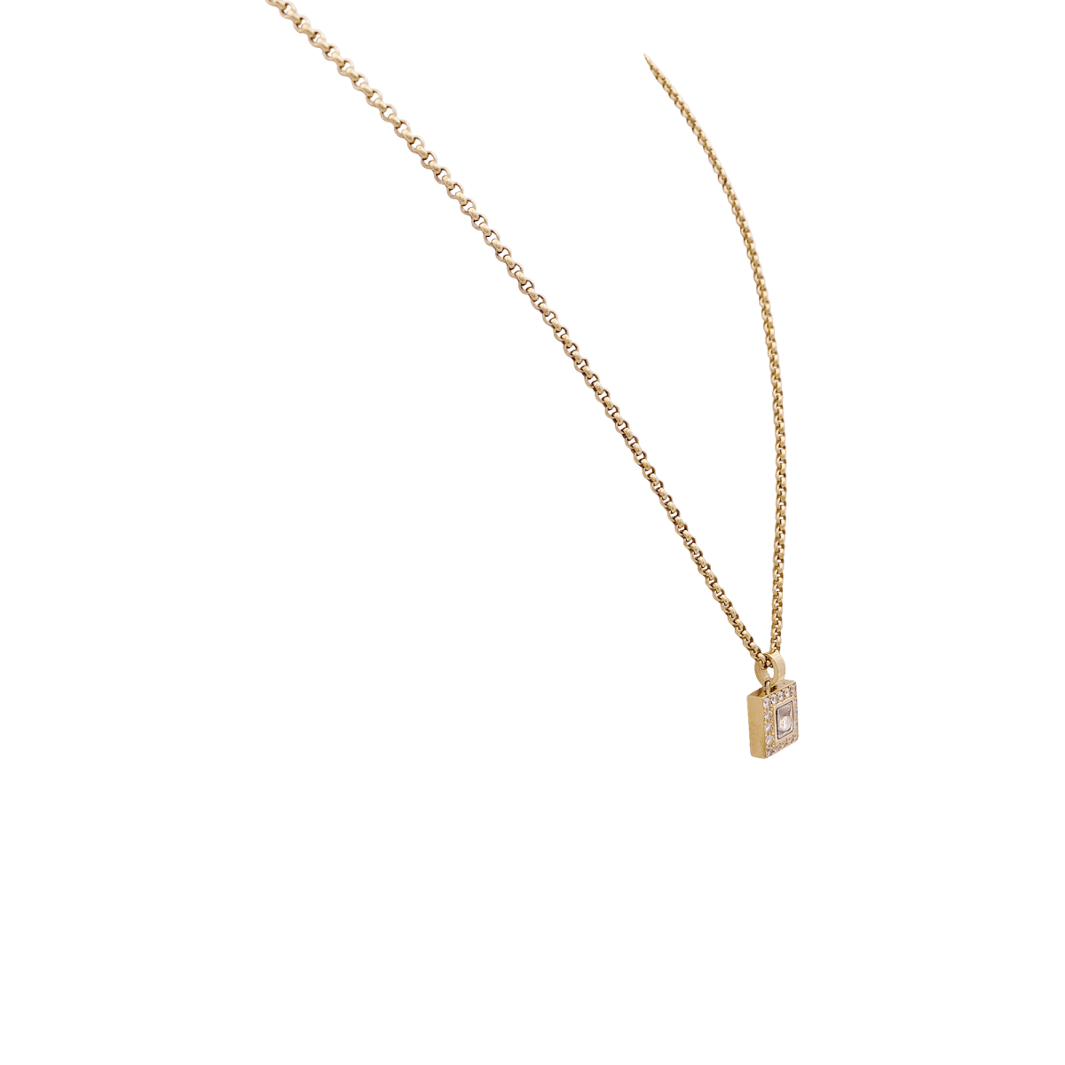 Collier Chopard, "Happy Square Diamond", or jaune, diamants. - Maison Eloe