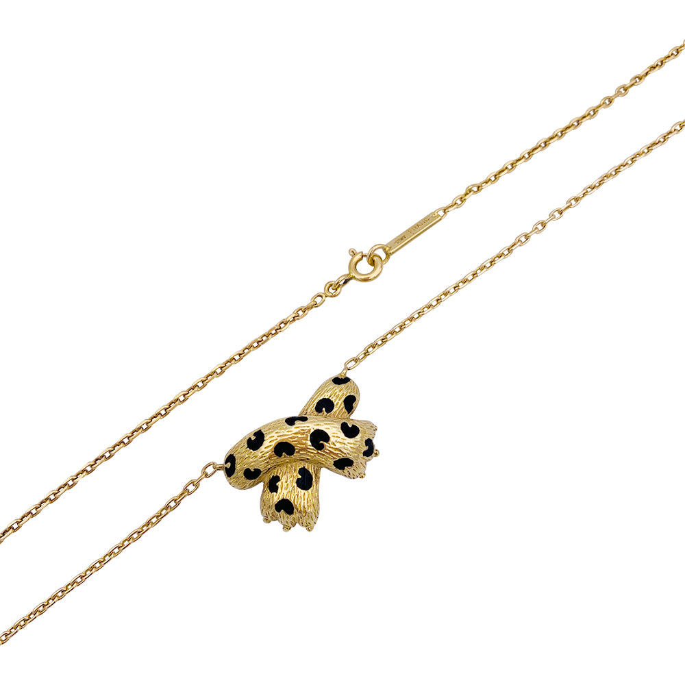 Fred necklace, “Ombre Féline”, yellow gold, enamel.