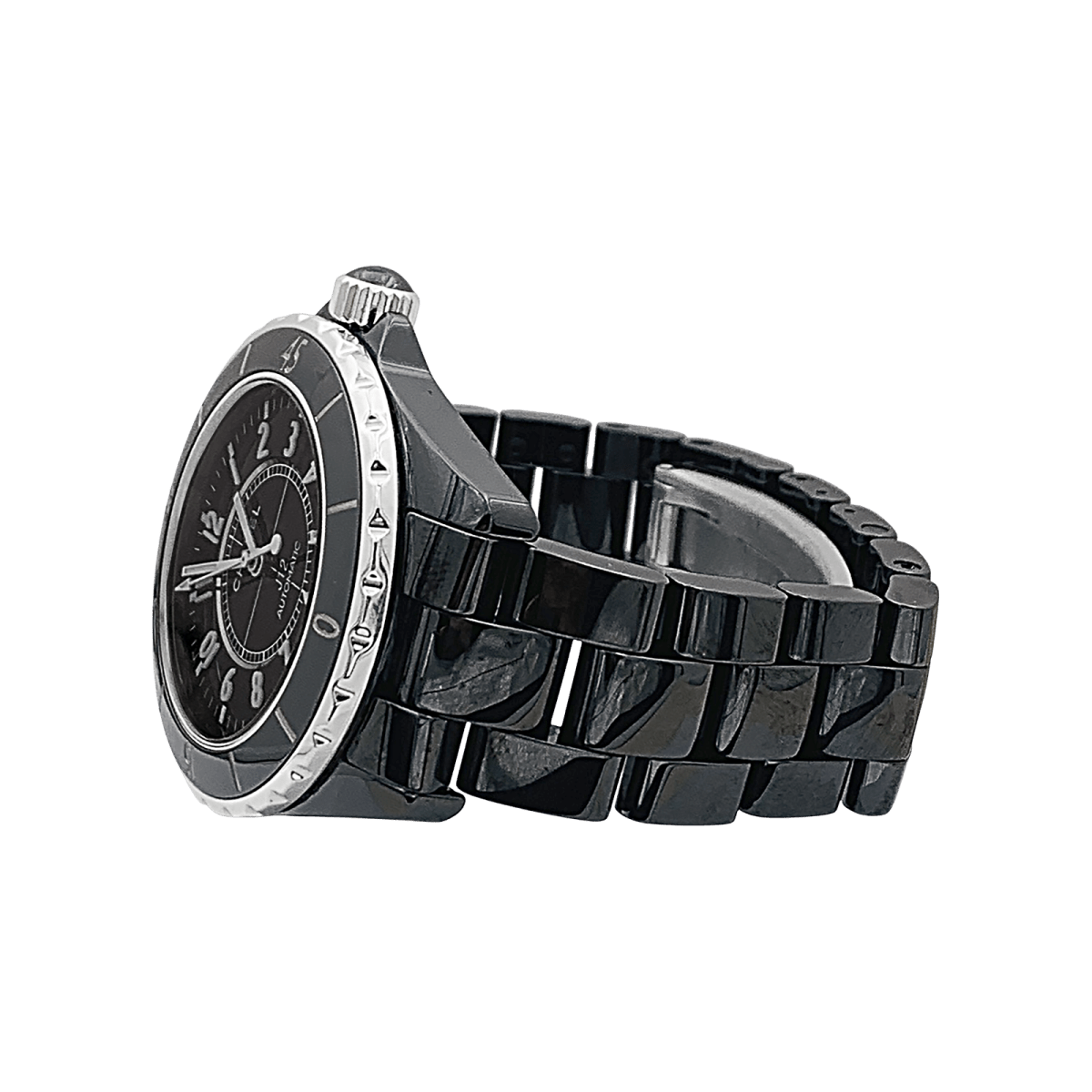 Montre Chanel, "J12", céramique noire, acier. - Maison Eloe