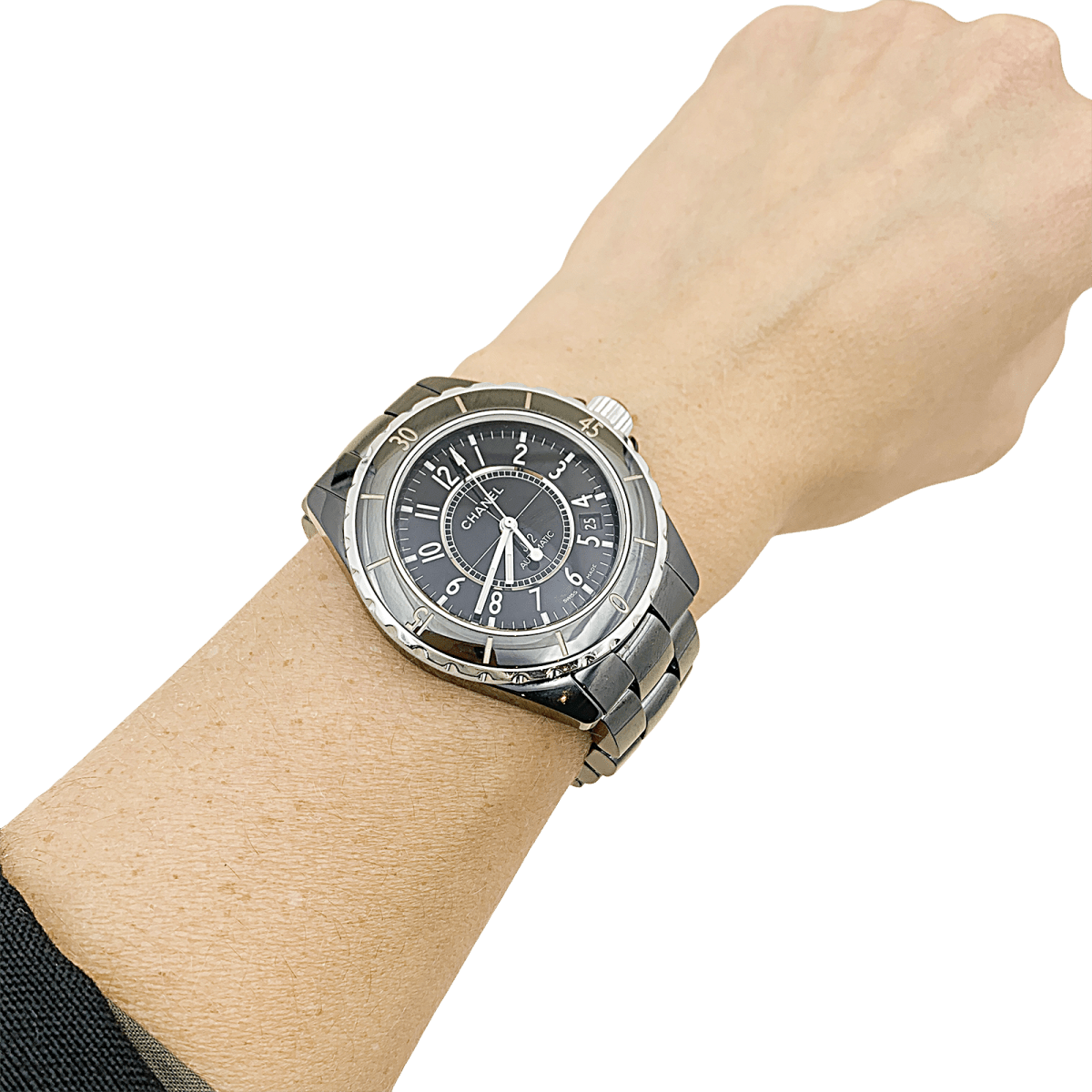 Montre Chanel, "J12", céramique noire, acier. - Maison Eloe