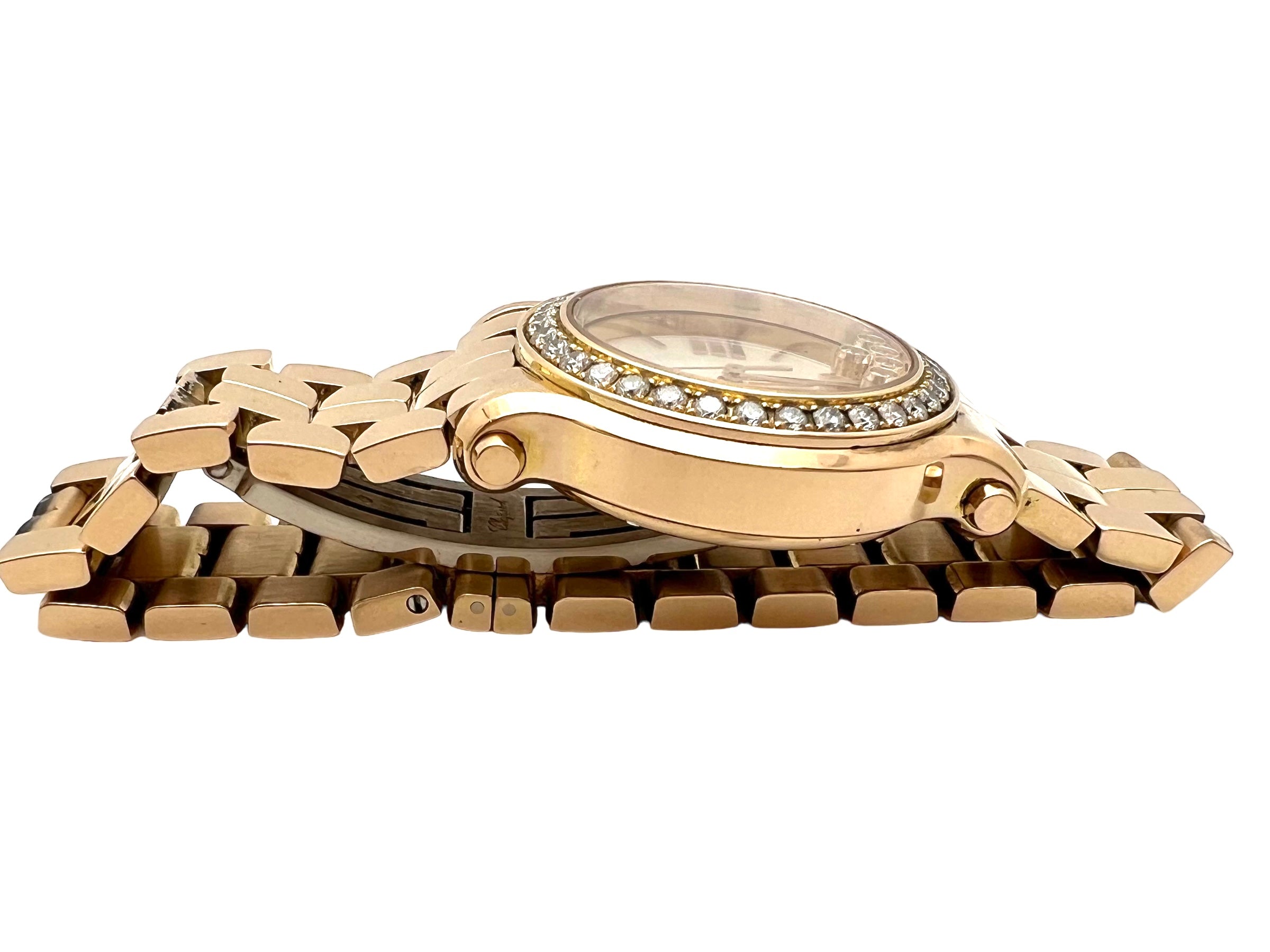 Chopard "Happy Sport" watch in rose gold and diamonds.