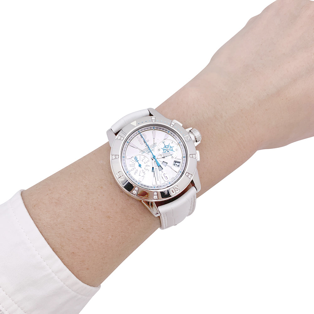 Montre Jaeger Lecoultre "Lady Diving Chrono Date" acier, diamants.