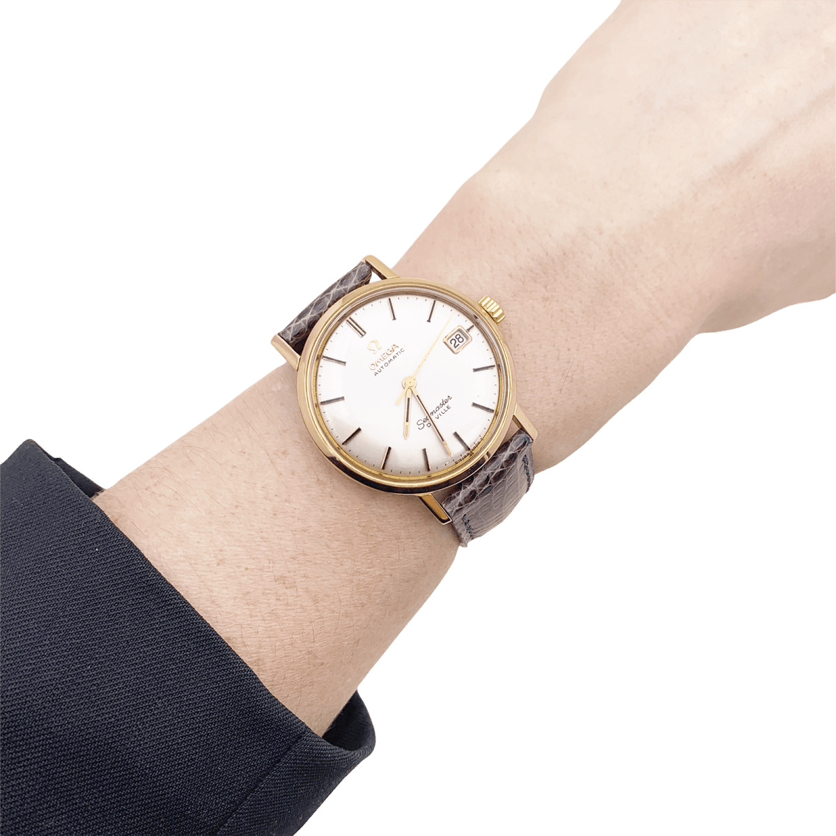 Montre Omega "Seamaster De Ville" or rose, cuir. - Maison Eloe