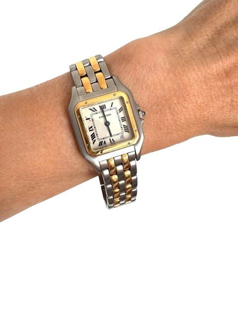 Montre Panthère Cartier Or et Acier Full Set Vintage - Maison Eloe