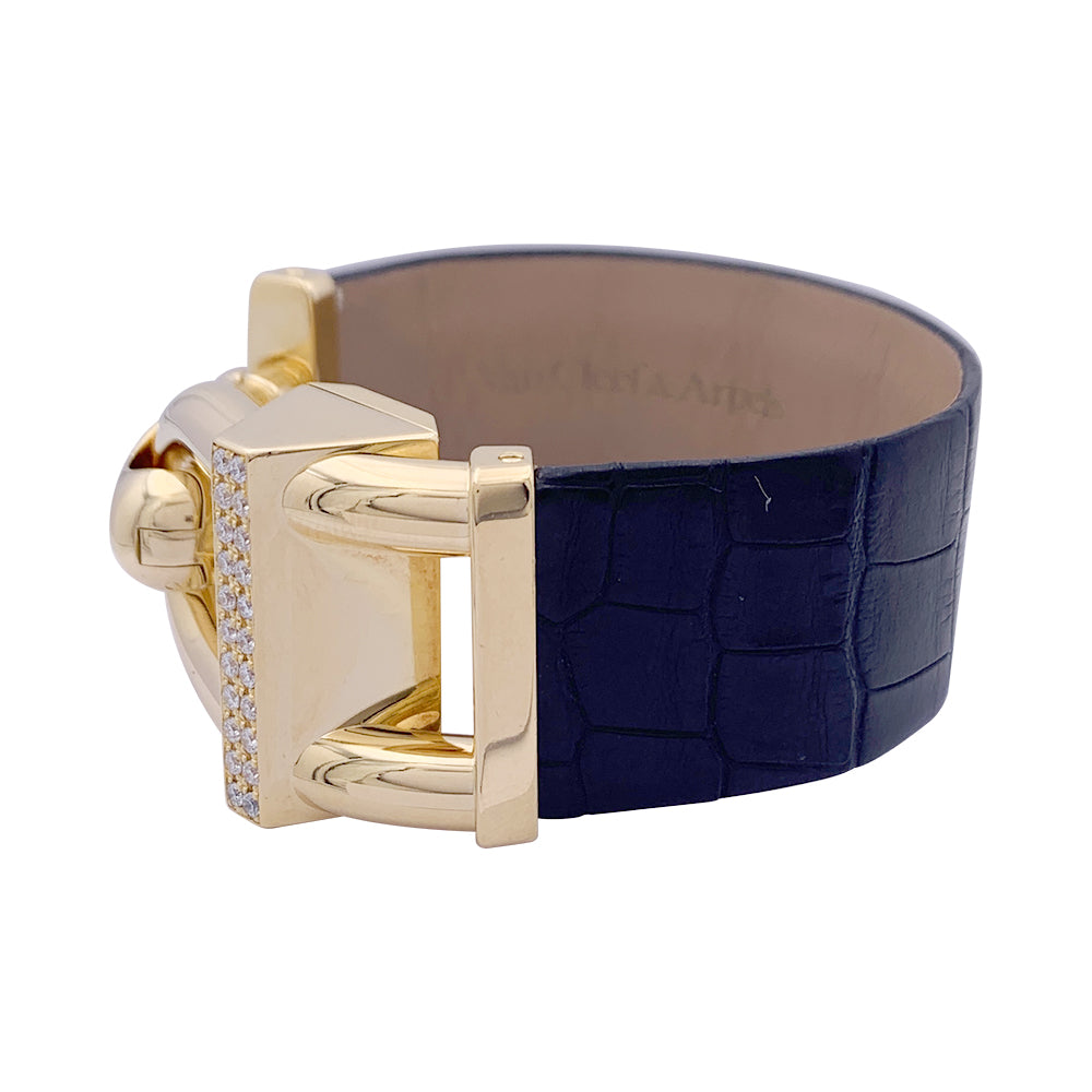 Van Cleef &amp; Arpels “Cadenas” watch in yellow gold, diamonds, leather.