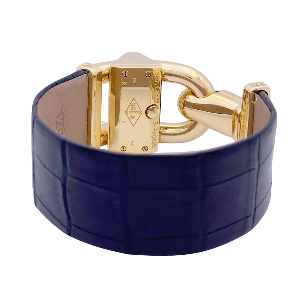 Van Cleef &amp; Arpels “Cadenas” watch in yellow gold, diamonds, leather.