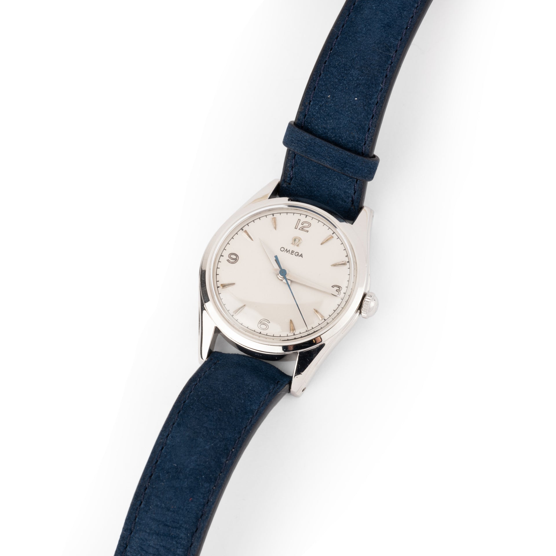 Vintage Omega watch in steel, leather strap