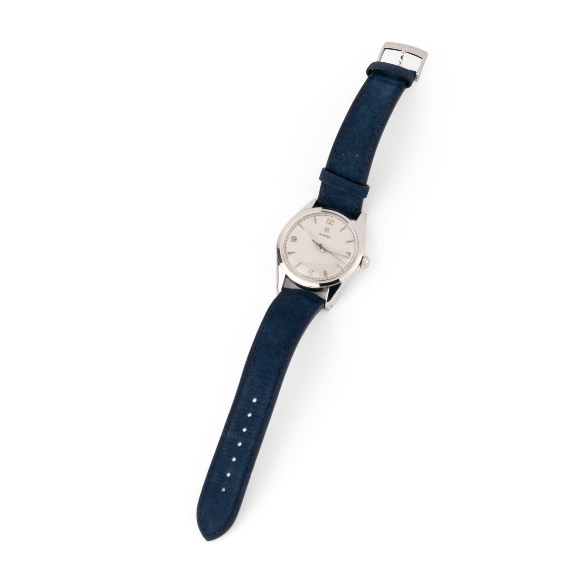 Vintage Omega watch in steel, leather strap