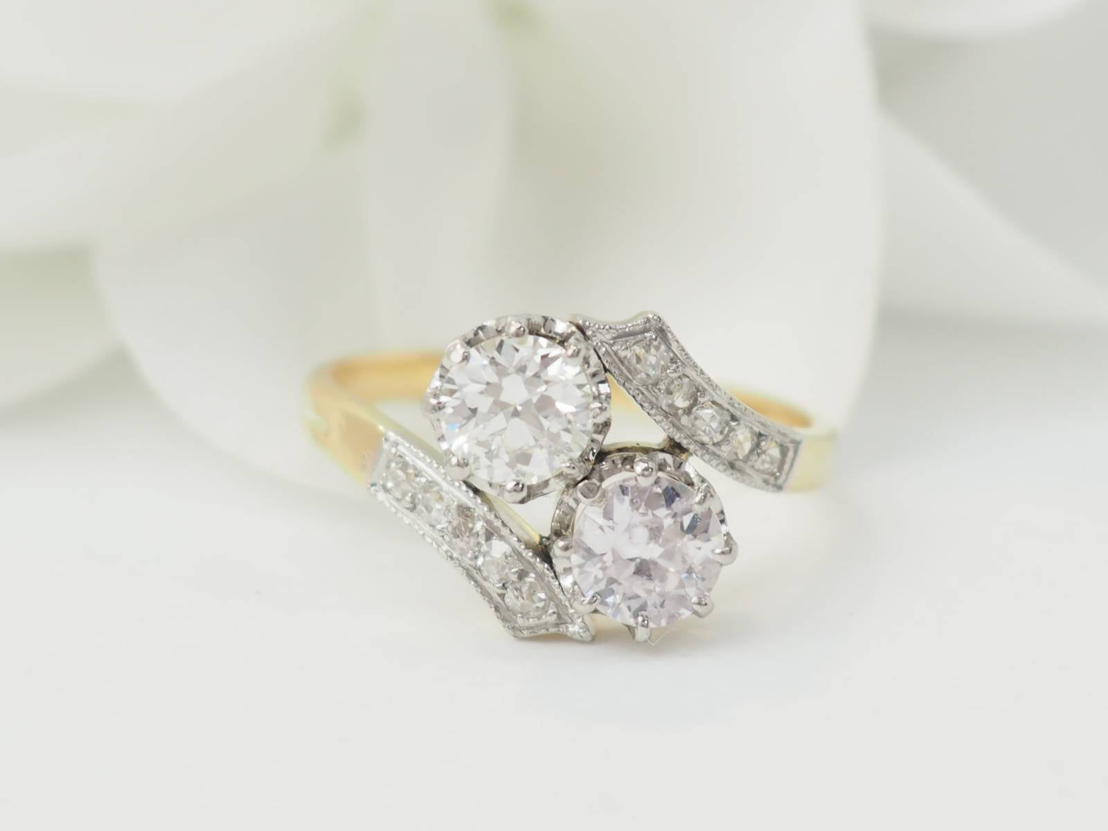 Bague Toi et Moi en or jaune et diamants