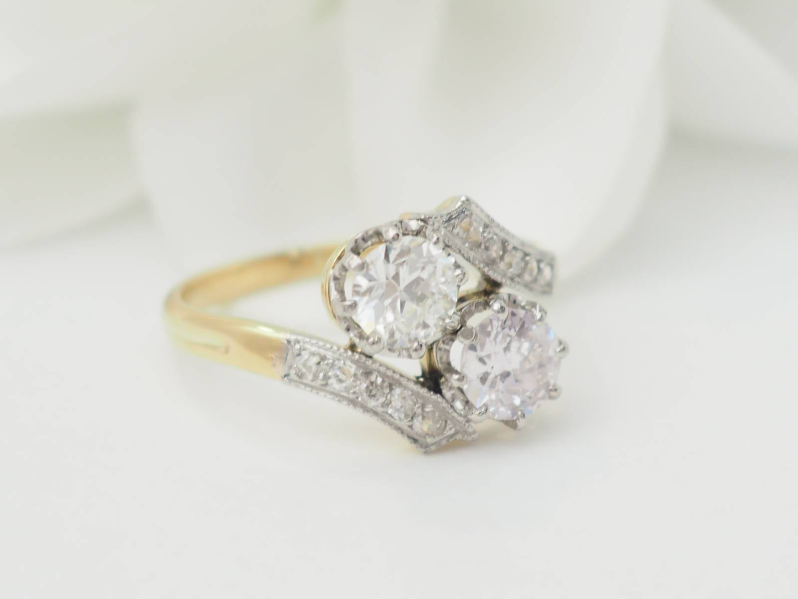 Bague Toi et Moi en or jaune et diamants