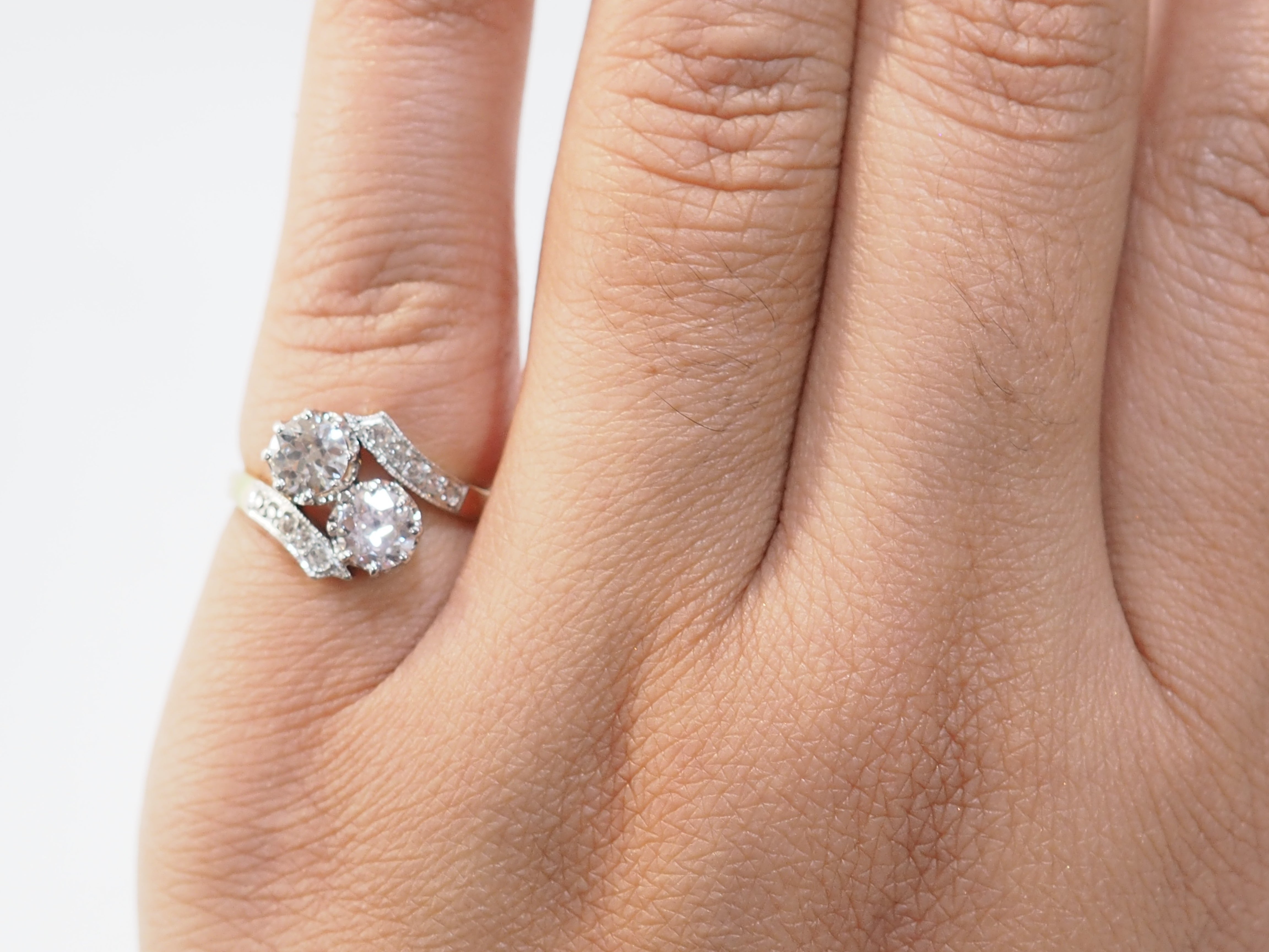 Bague Toi et Moi en or jaune et diamants