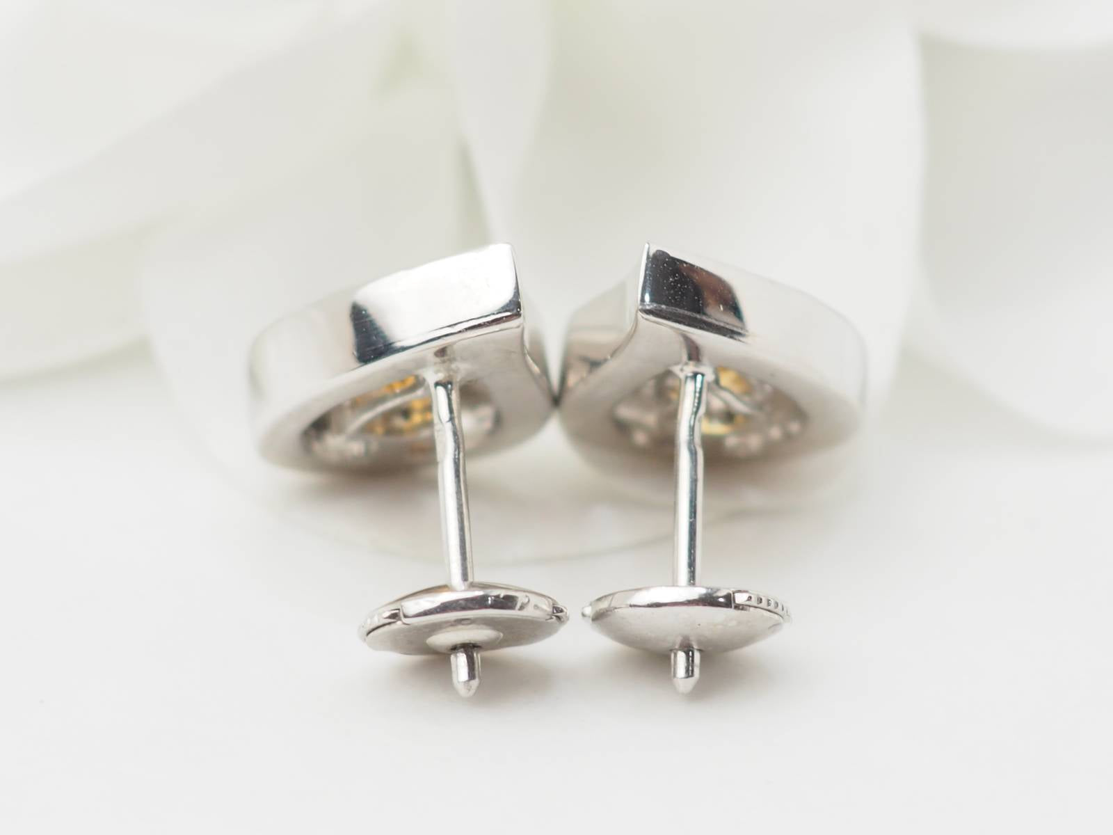 Boucles d'oreilles en or blanc, citrines et diamants