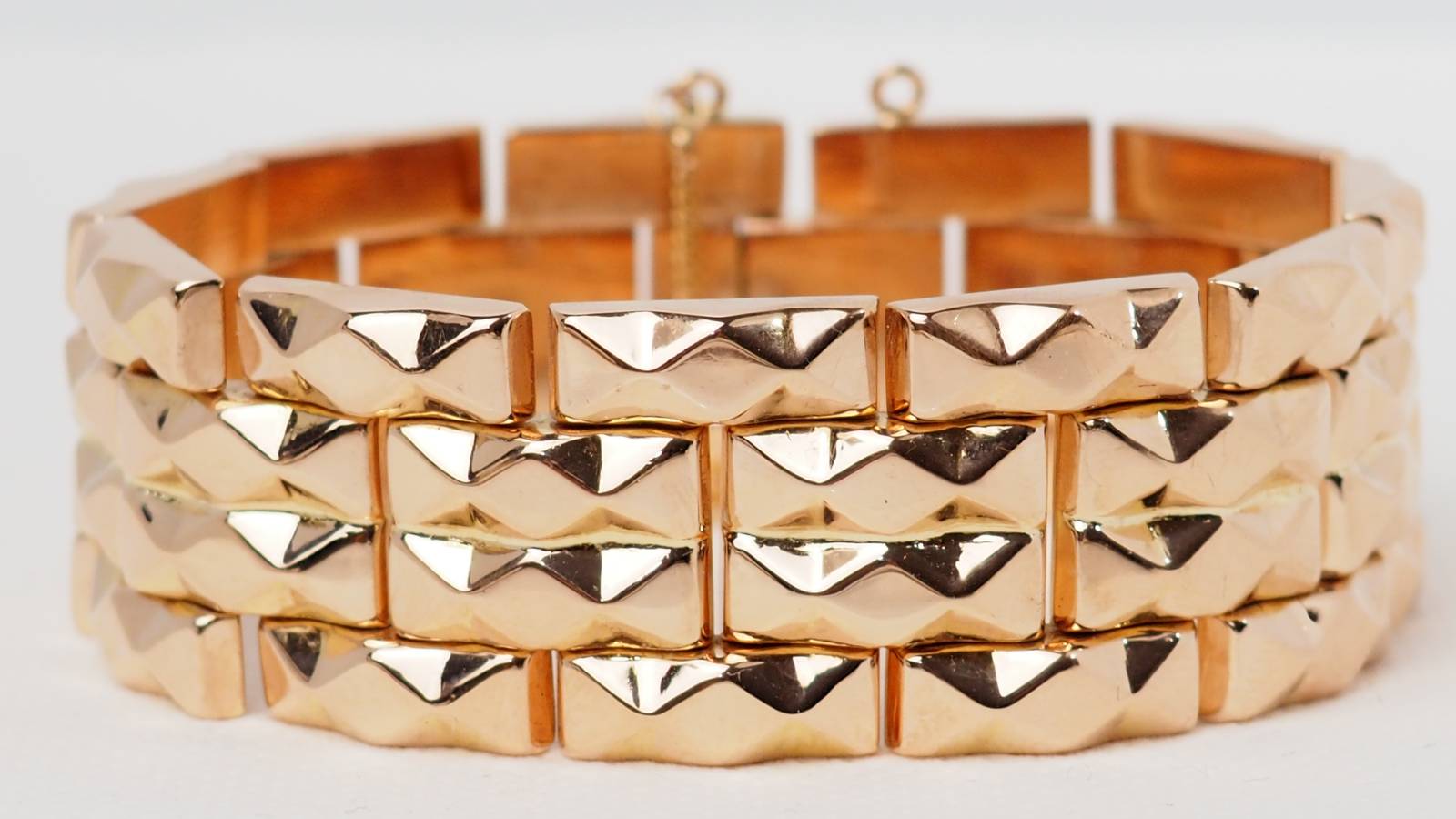 Bracelet tank années 1940 vintage en or rose