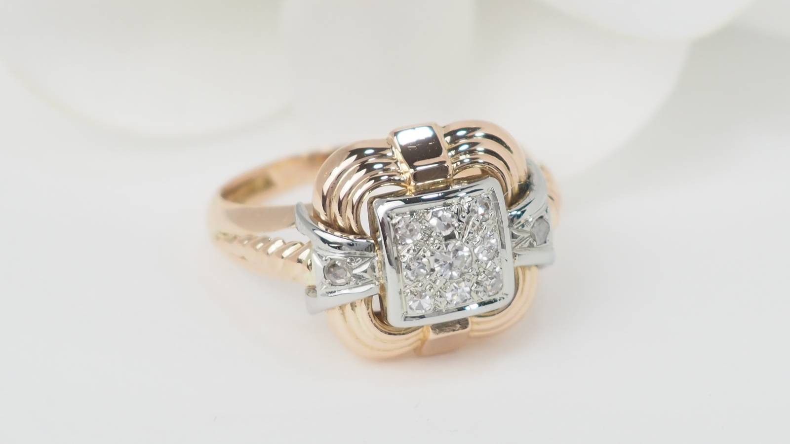 Bague Tank en or jaune et diamants