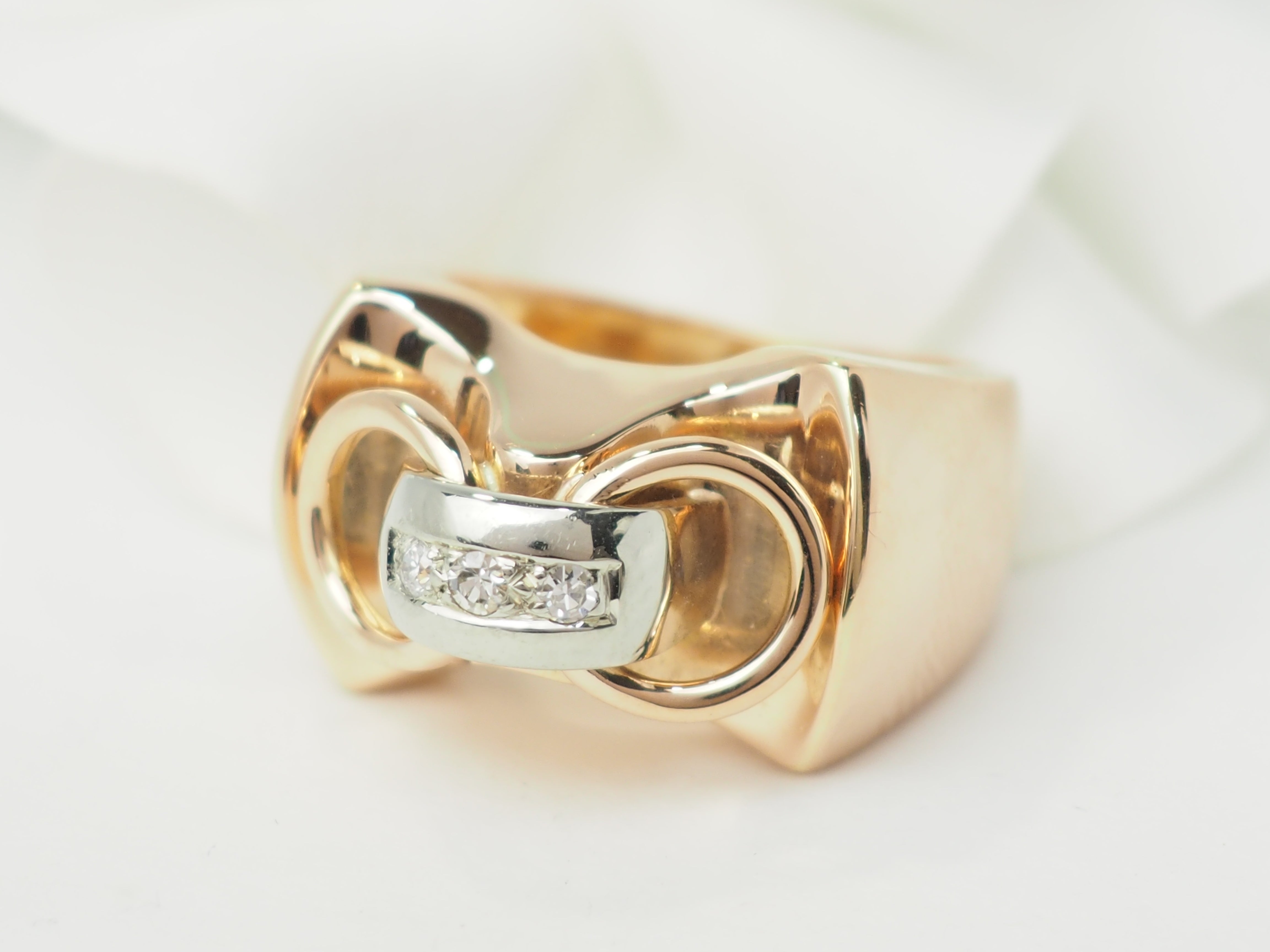 Bague Tank en or rose et diamants