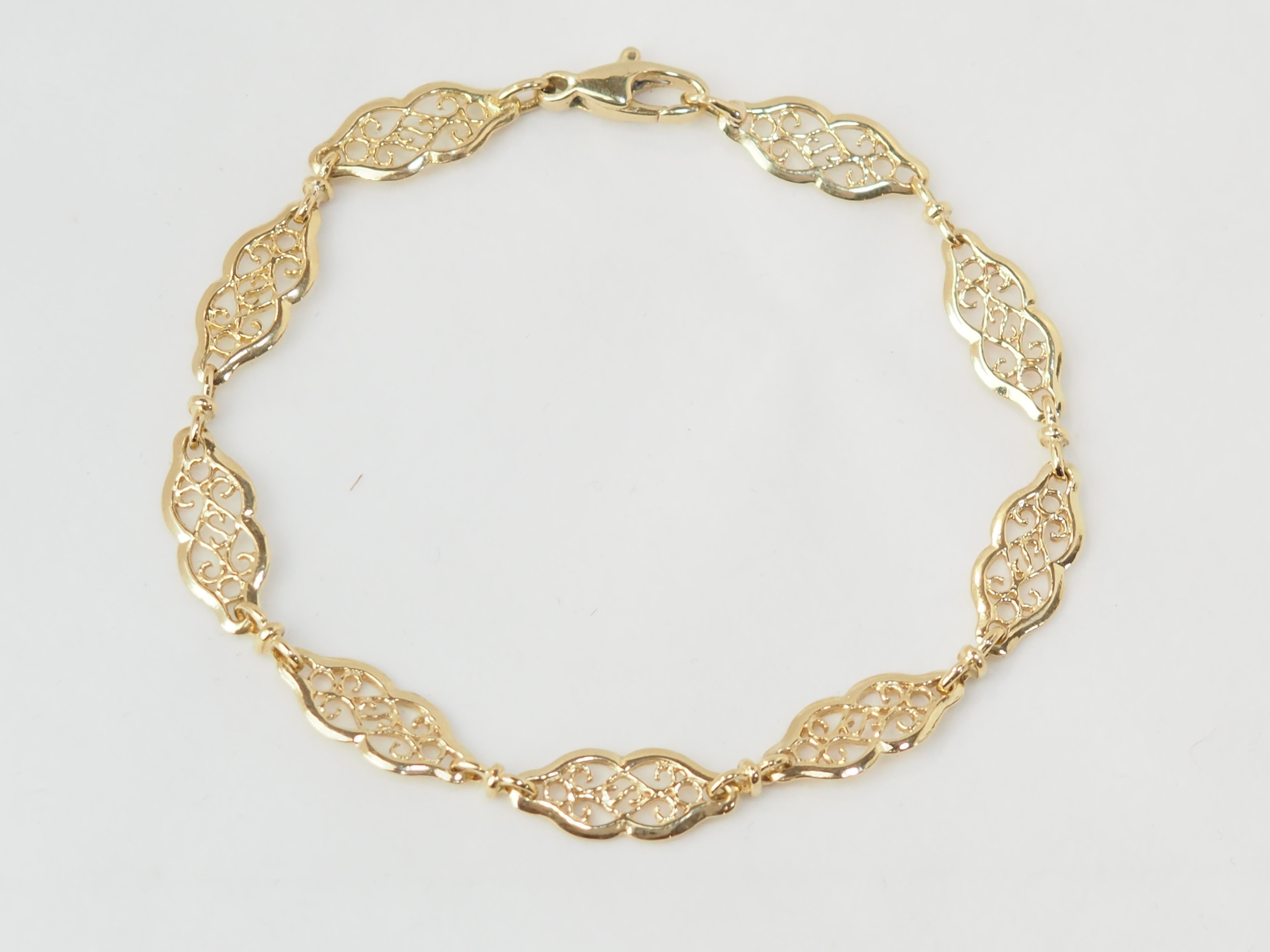 Bracelet ancien maille filigrane en or jaune