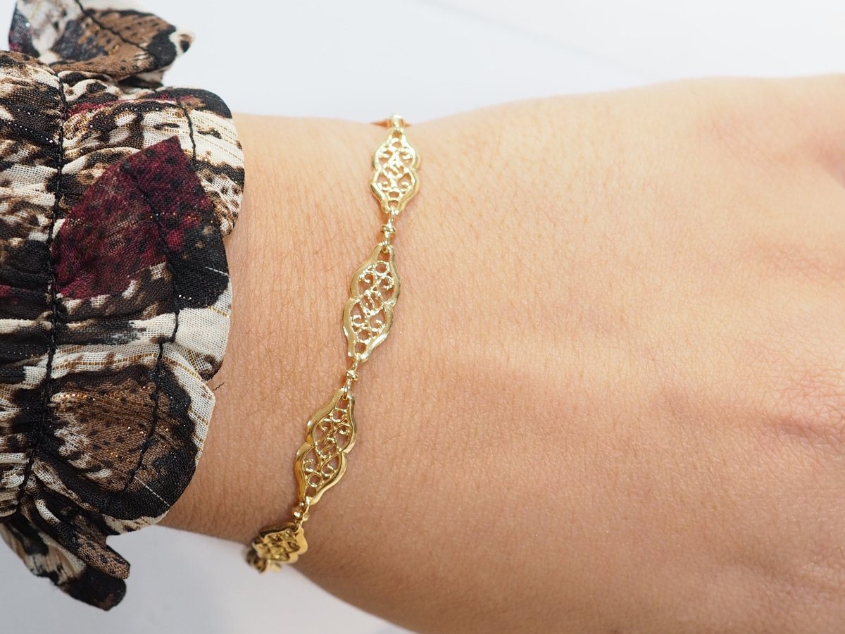 Bracelet ancien maille filigrane en or jaune - Maison Eloe