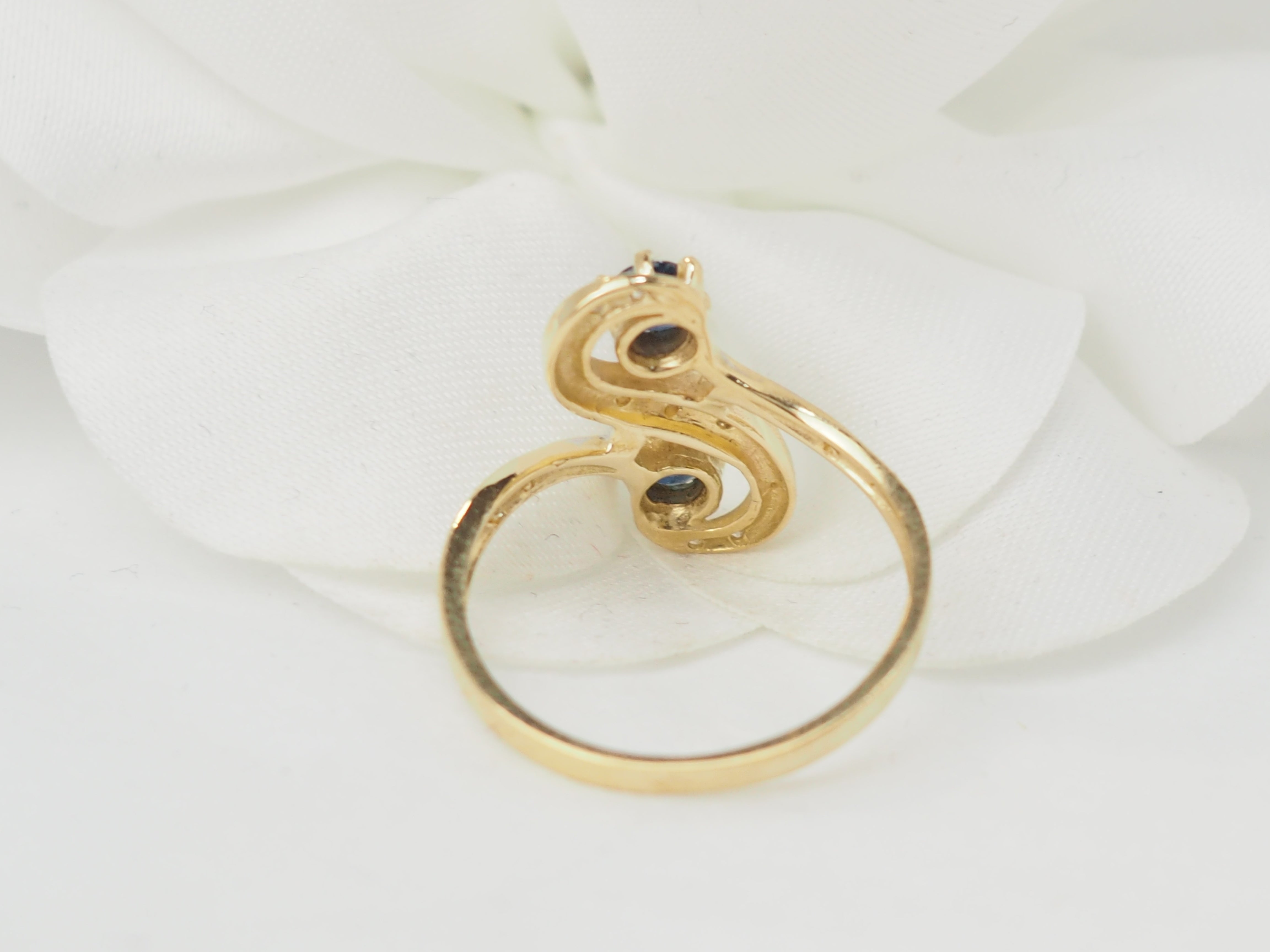 Bague Toi et Moi en or bicolore, saphirs et diamants