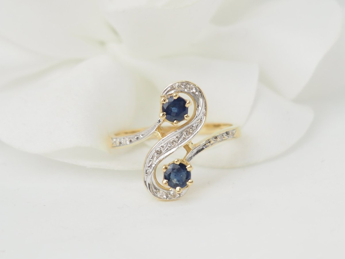 Bague Toi et Moi en or bicolore, saphirs et diamants - Maison Eloe