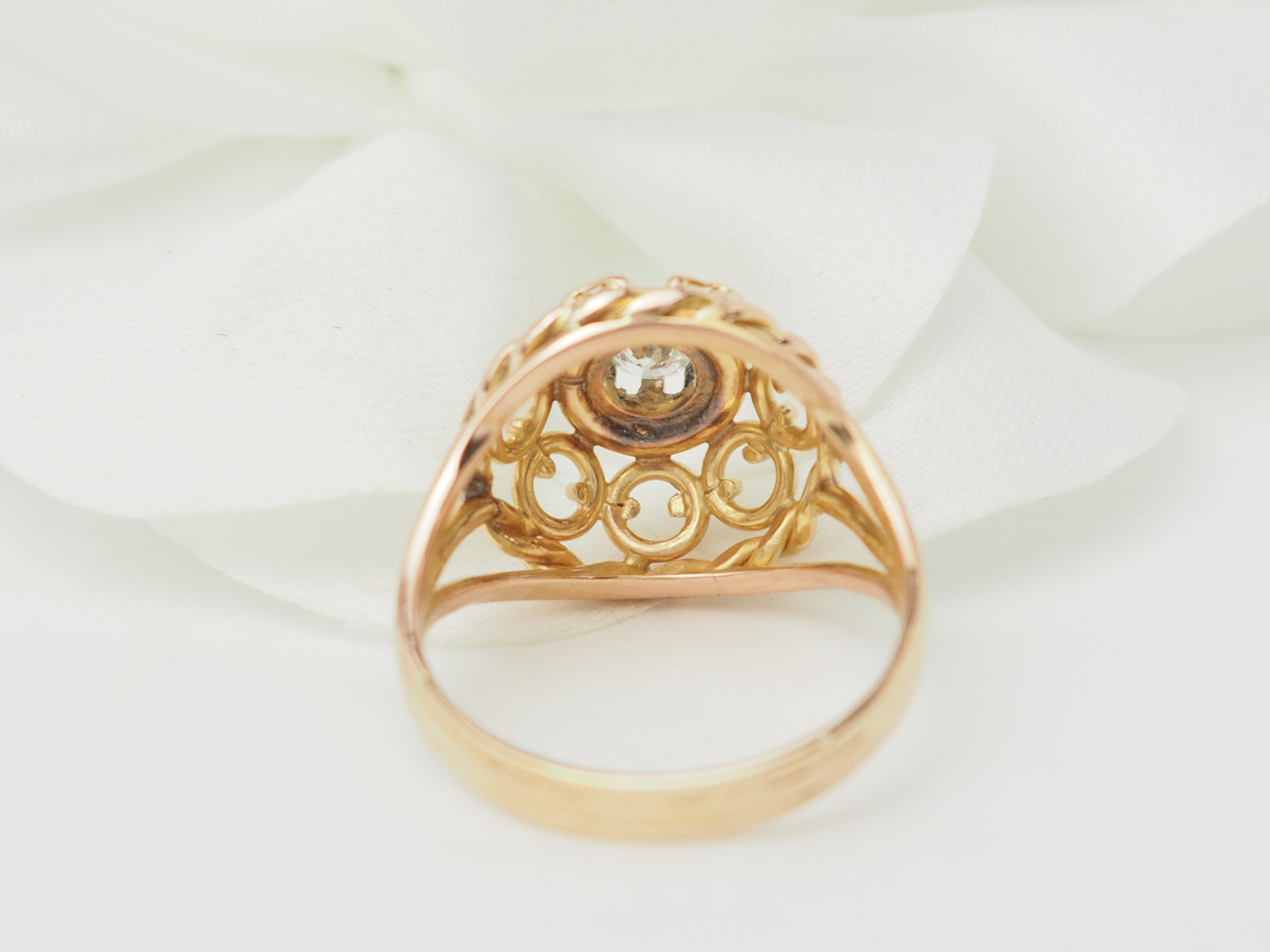 Bague Tank ajourée en or rose et diamant