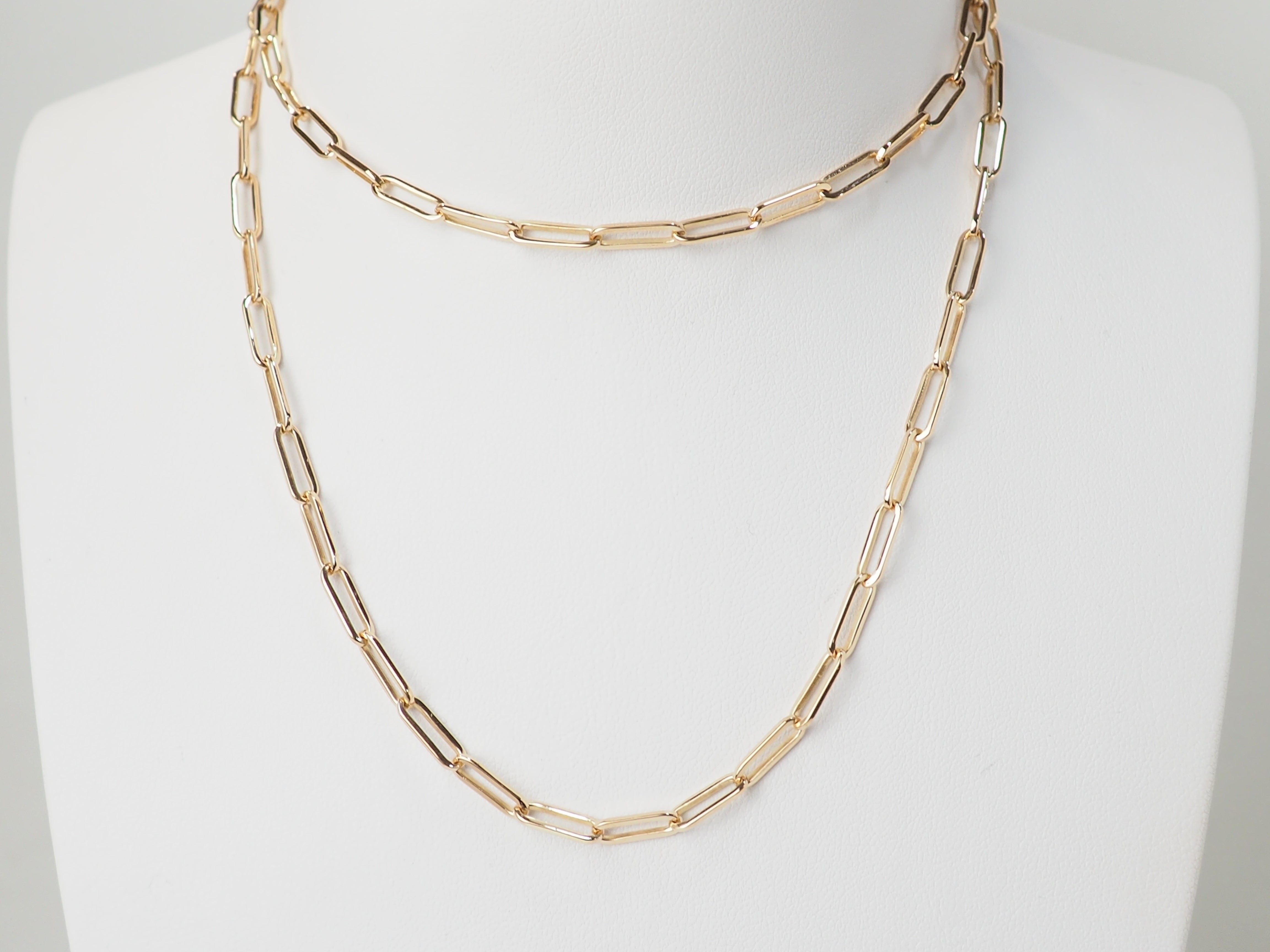 Sautoir maille rectangle en or jaune