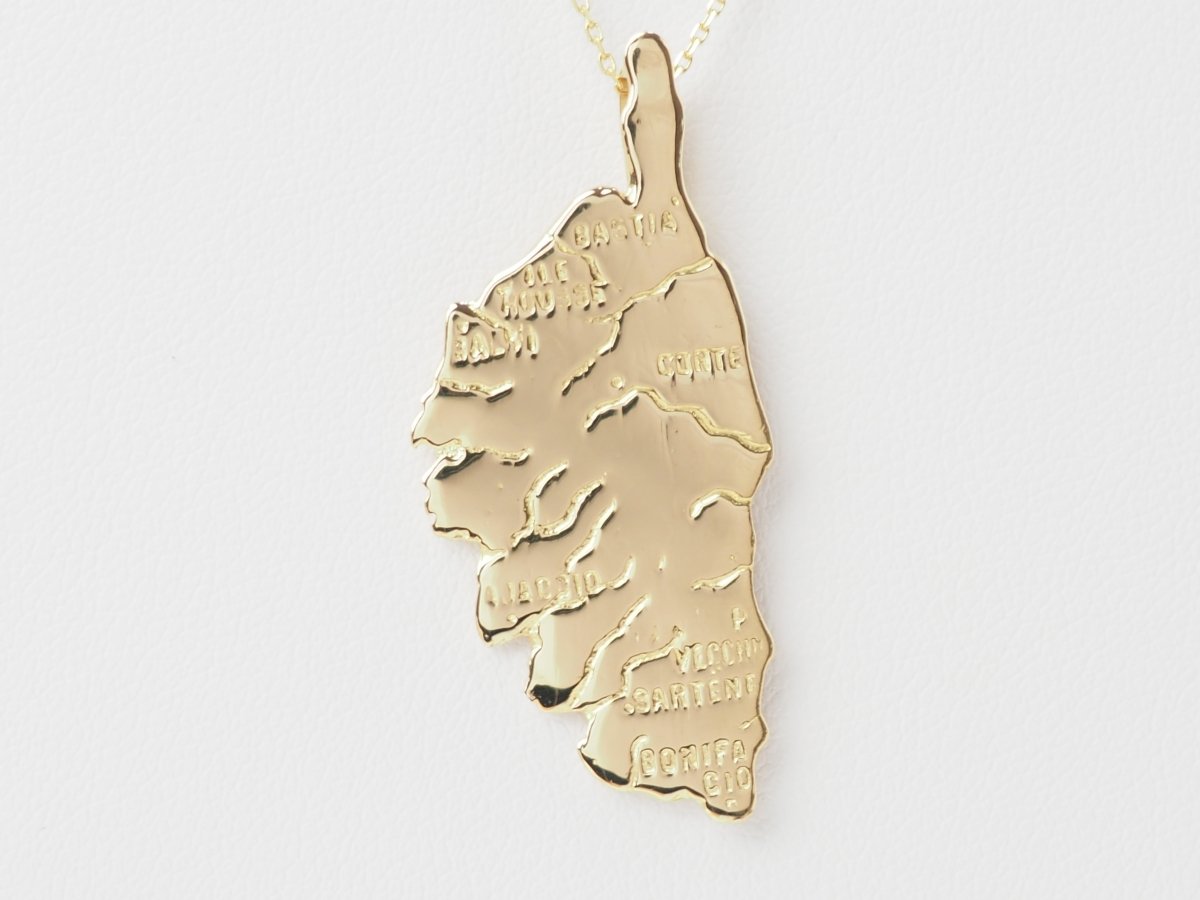 Pendentif carte de la Corse en or jaune - Maison Eloe