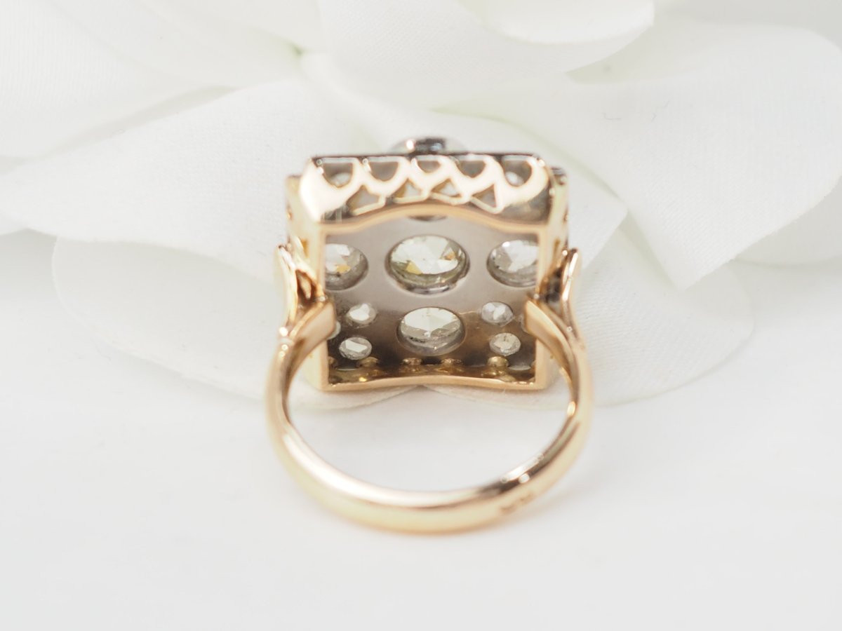 Bague ancienne en or jaune platine et diamants - Maison Eloe