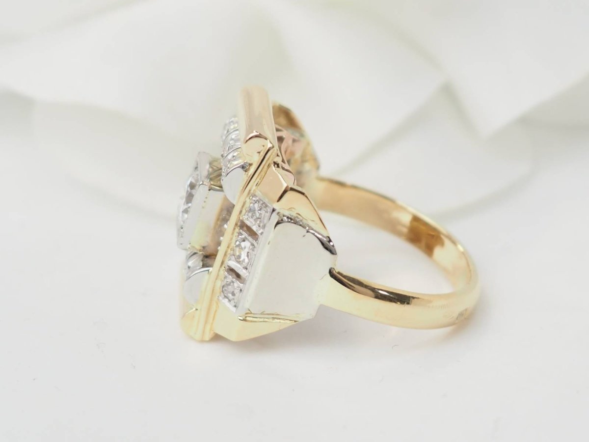 Bague Tank en or jaune et diamants - Maison Eloe