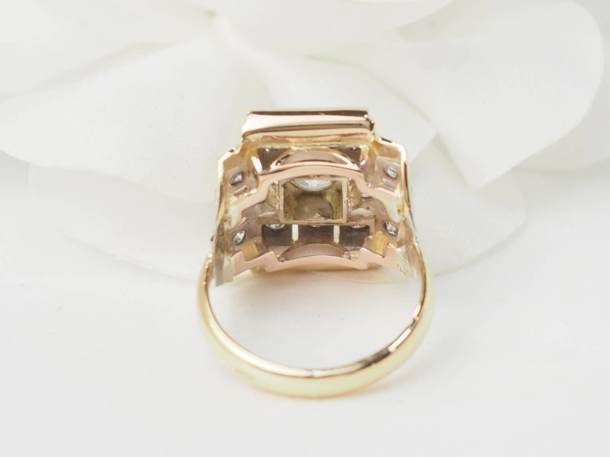 Bague Tank en or jaune et diamants - Maison Eloe