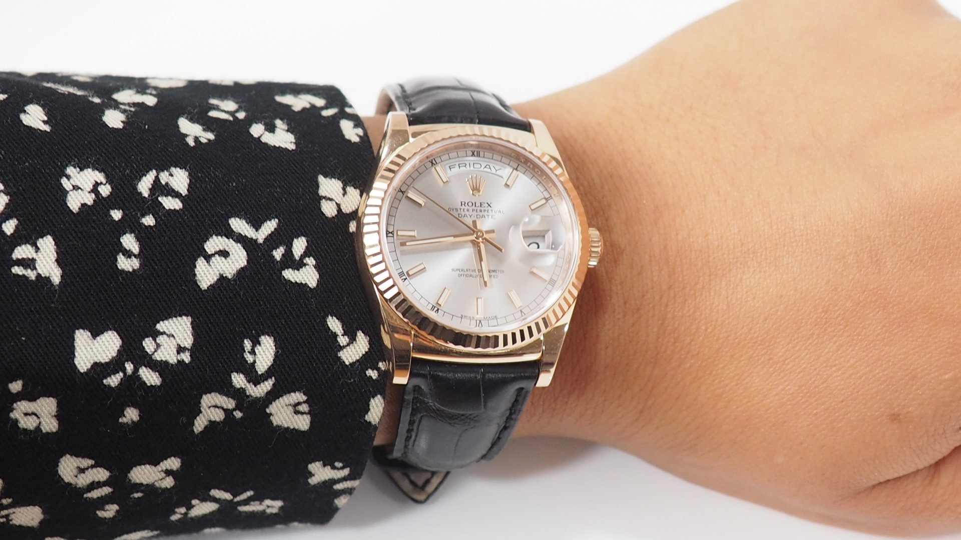 Rolex Day Date 118135 Rose gold on leather Full set