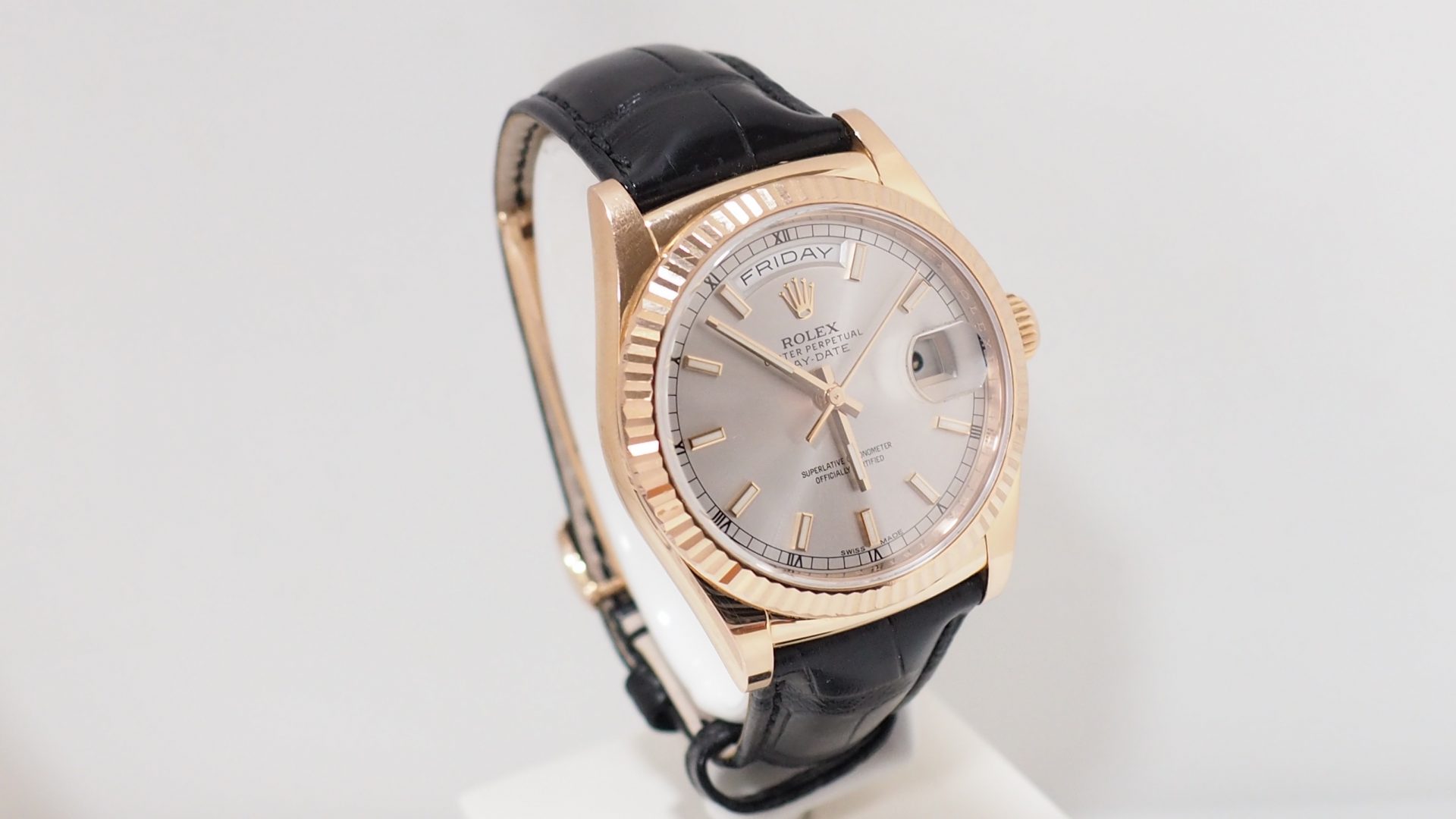 Rolex Day Date 118135 Rose gold on leather Full set