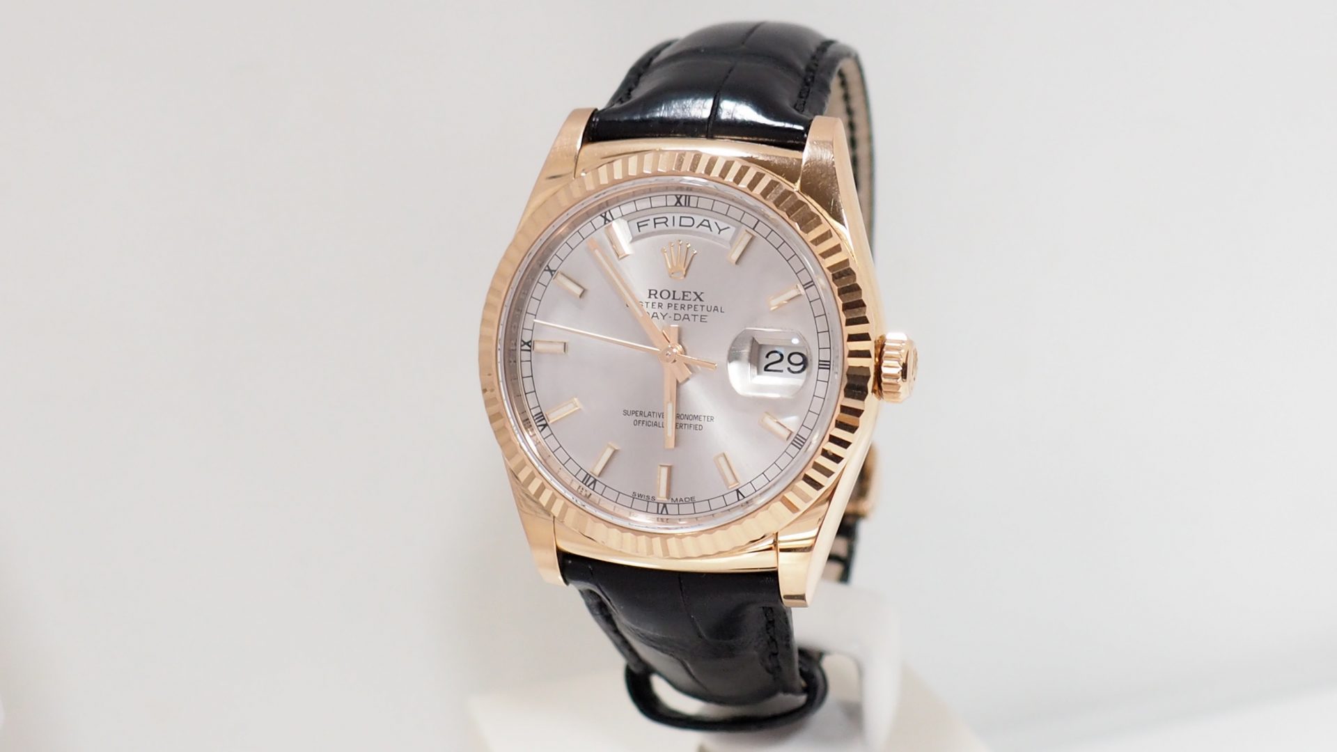 Rolex Day Date 118135 Rose gold on leather Full set