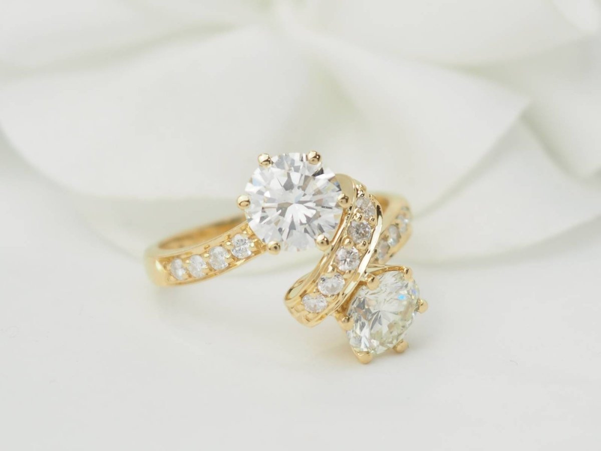 Bague Toi et Moi en or jaune et diamants - Maison Eloe