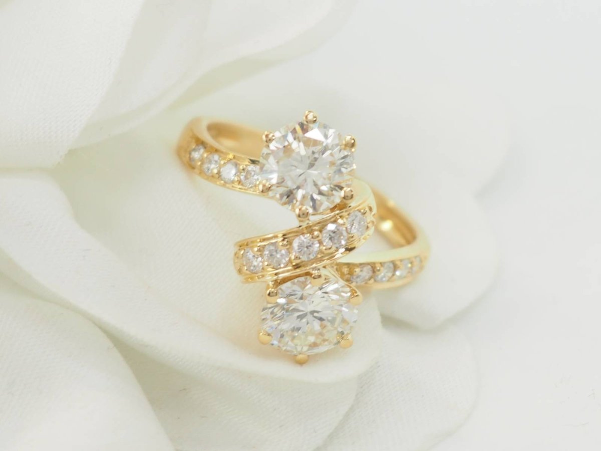 Bague Toi et Moi en or jaune et diamants - Maison Eloe