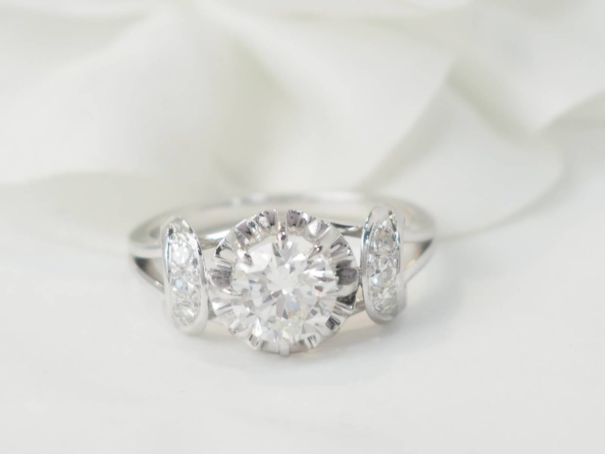 Bague solitaire en or blanc platine et diamant 1,20ct - Maison Eloe