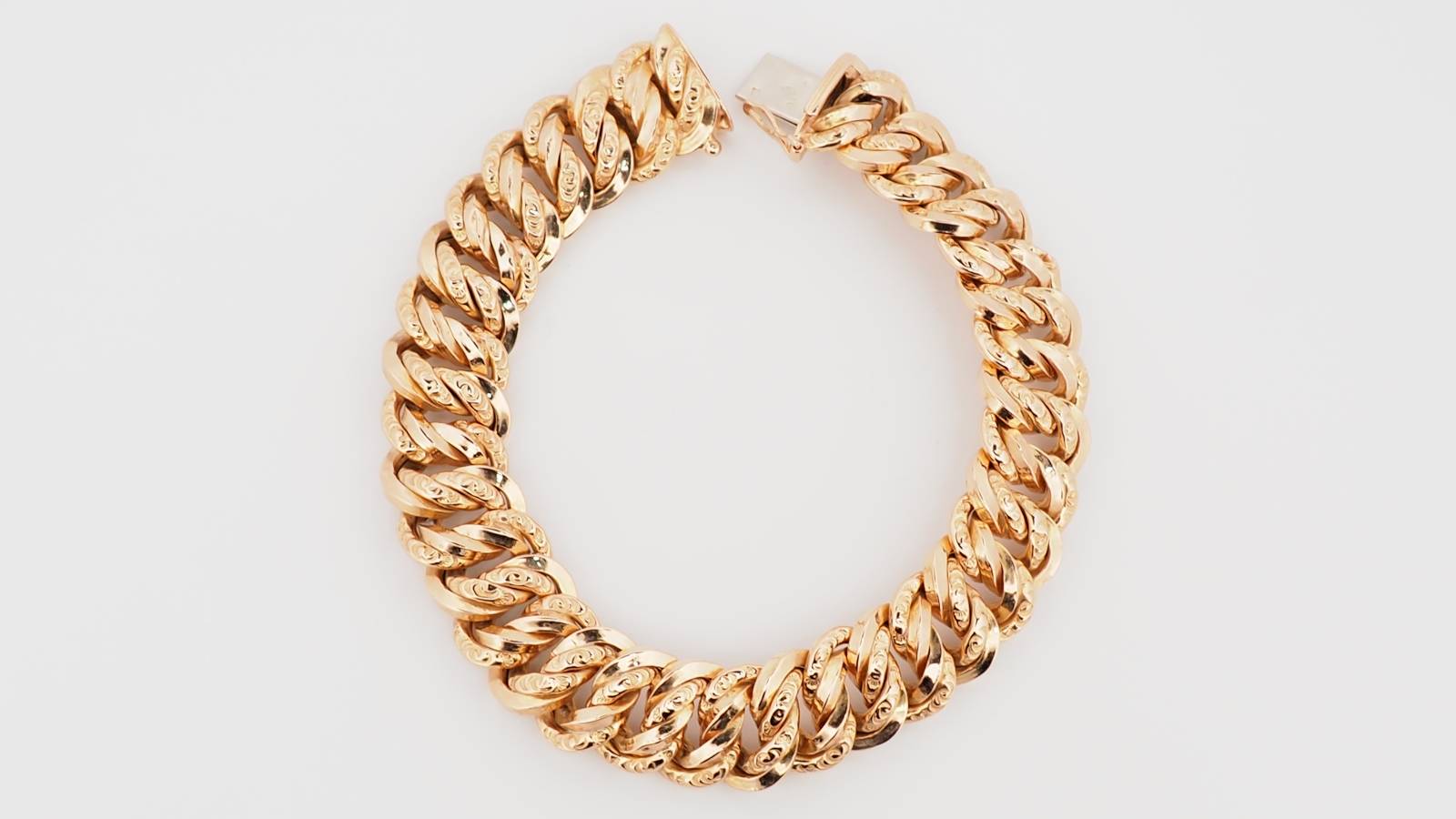 Bracelet vintage maille américaine en or rose