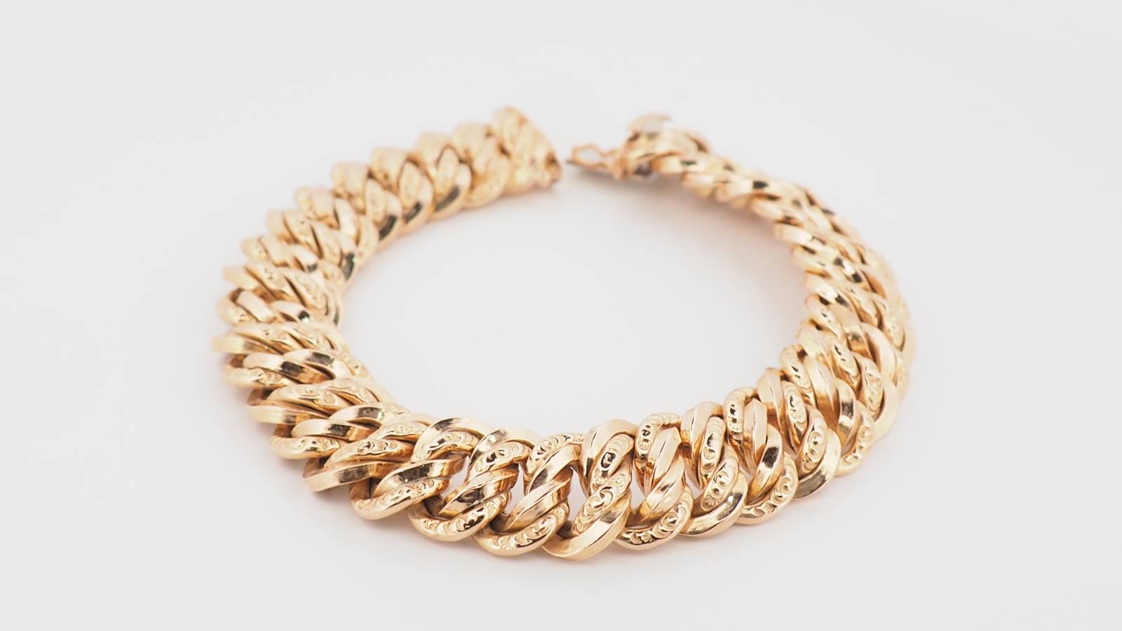 Bracelet vintage maille américaine en or rose